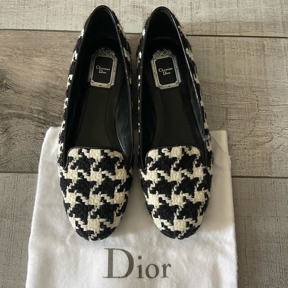 [SOLD]⭐️Christian Dior new tweed houndstooth flat